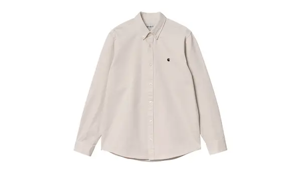 Carhartt Wip Тениска Carhartt WIP L/S Madison Cord с лого, кремава, лунночервена