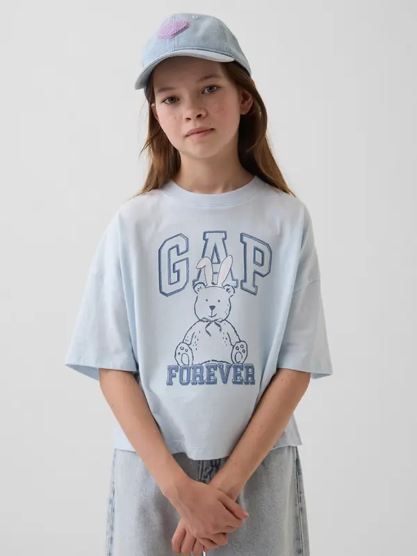 GAP Тениска Oversize GAP за момичета с лого