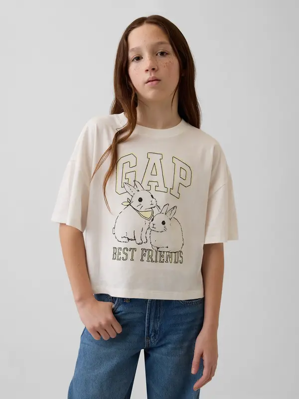 GAP Тениска с лого на GAP за момичета с голям размер