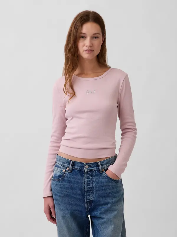 GAP Тениска с оребрено лого на GAP