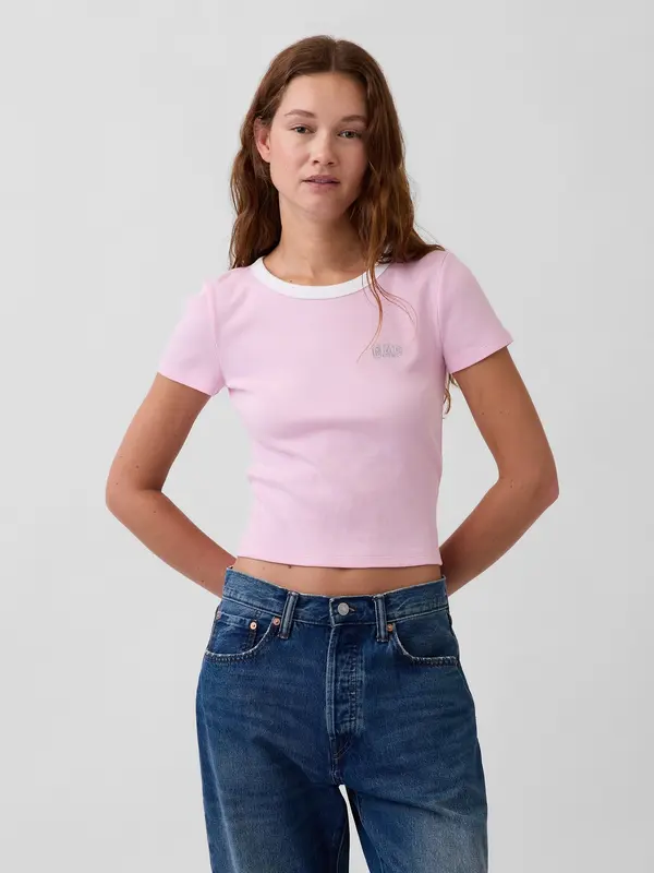 GAP Тениска с оребрено лого на GAP