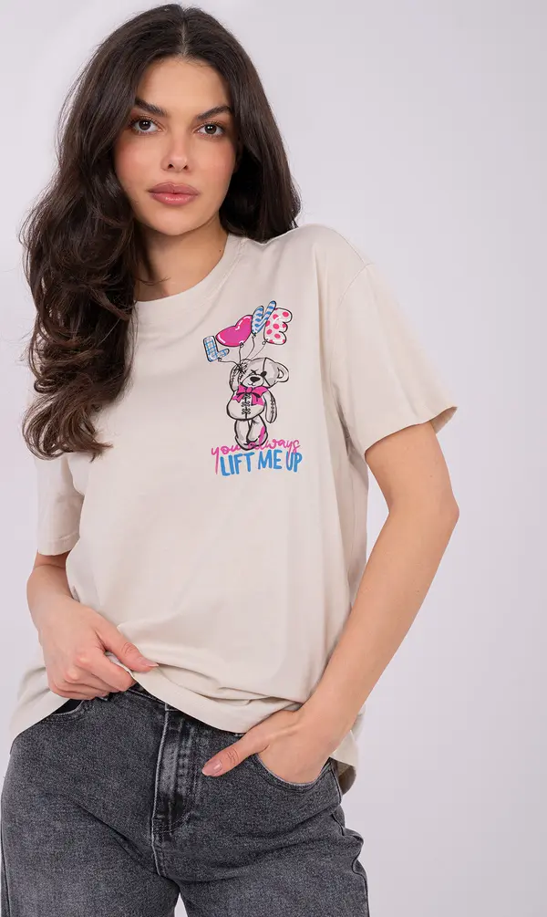 Sublevel Тениска с щампа, светло бежова