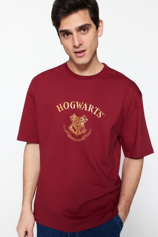 Trendyol Тениска Trendyol - Бордо - Отпусната кройка