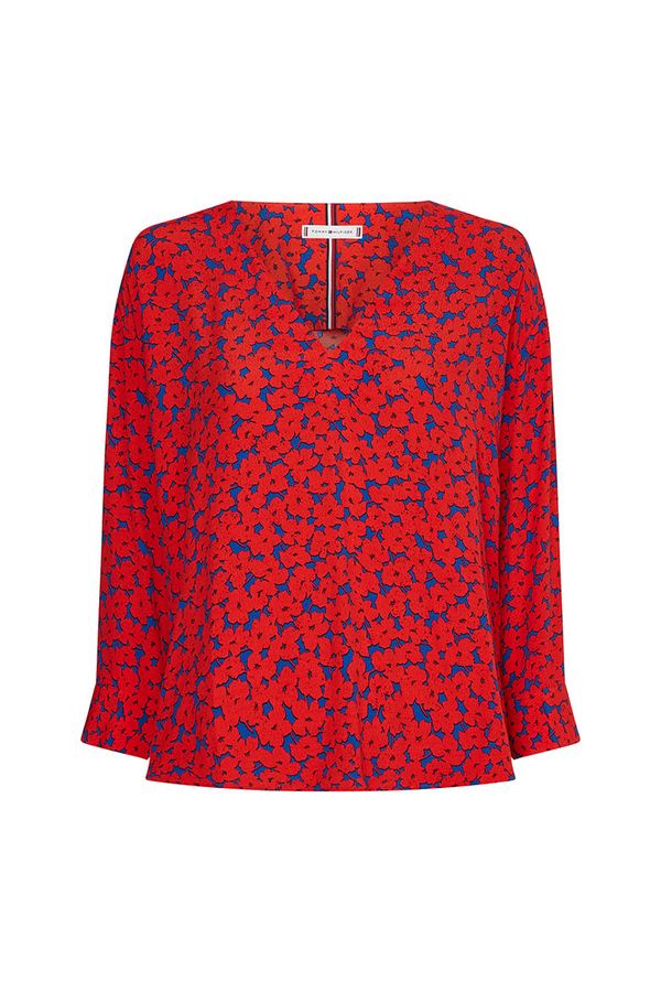 Tommy Hilfiger Tommy Hilfiger Blouse - VISCOSE V-NK BLOUSE 3/4 SLV red