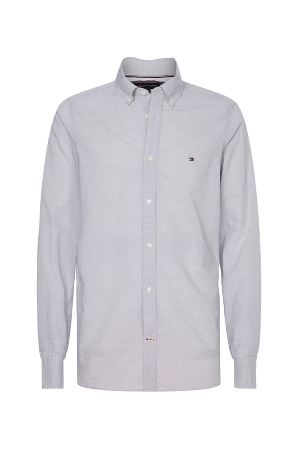 Tommy Hilfiger Tommy Hilfiger Shirt - SLIM SMALL SLUB STRIPE SHIRT light blue