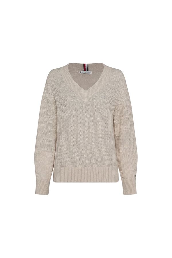 Tommy Hilfiger Tommy Hilfiger Sweater - TEXTURED STITCH V-NK SWEATER LS beige