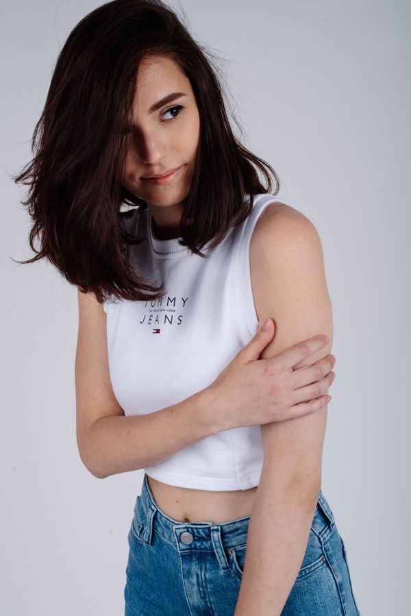 Tommy Hilfiger Tommy Jeans Top - TJW LOGO HEAVYWEIGHT TANK white
