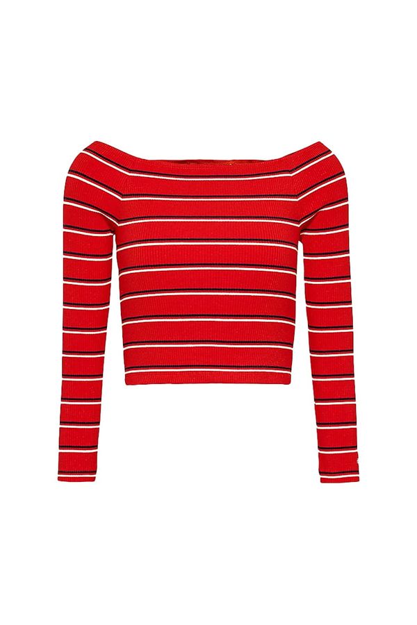 Tommy Hilfiger Jeans Tommy Jeans Top - TJW SKINNY OFF SHOULDER STRIPE red
