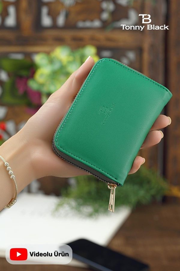 Tonny Black Tonny Black Original Women's Card Holder coin compartment with a zipper compartment. Comfort Model. Stylish Mini Wallet with Card Holder Green.