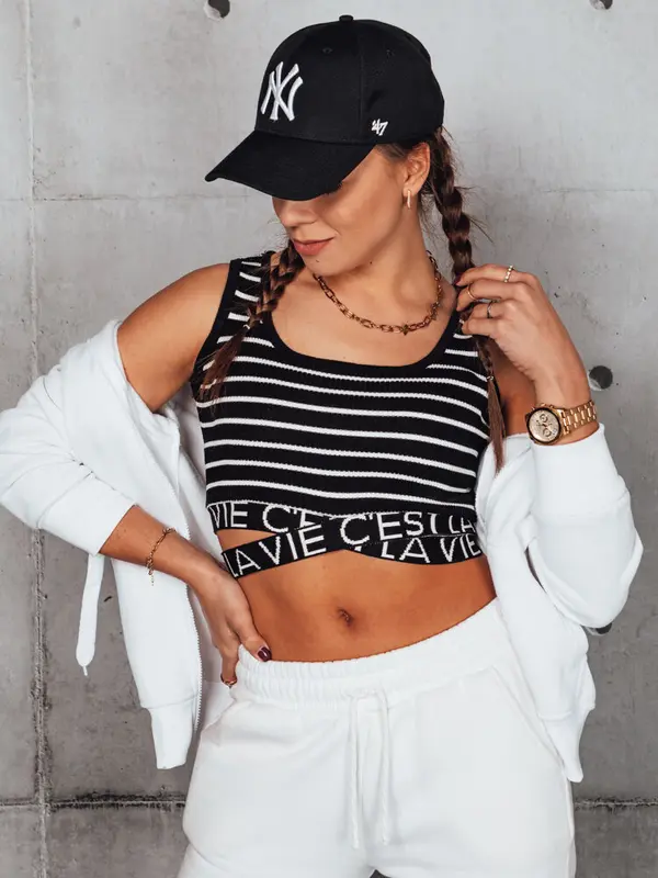 DStreet Top damski w paski LA VIE CEST czarny Dstreet