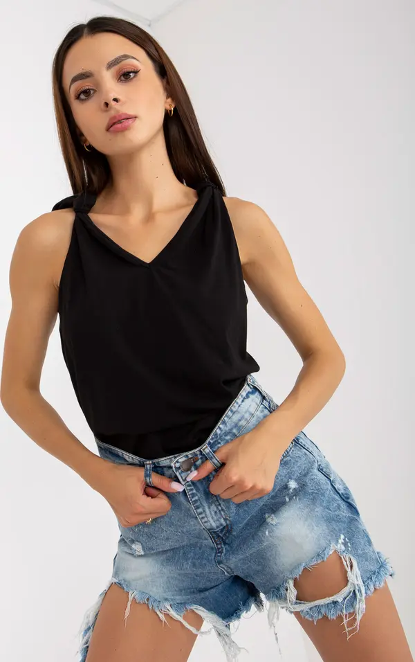 RUE PARIS Top-RV-TP-8053.29-Black