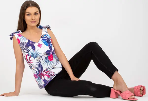 RUE PARIS Top-WN-TP-1482-4.67-white-navy blue