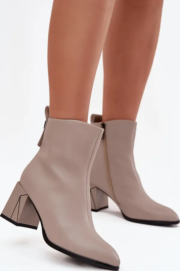 VINCEZA Топли боти на ток от естествена кожа Vinceza