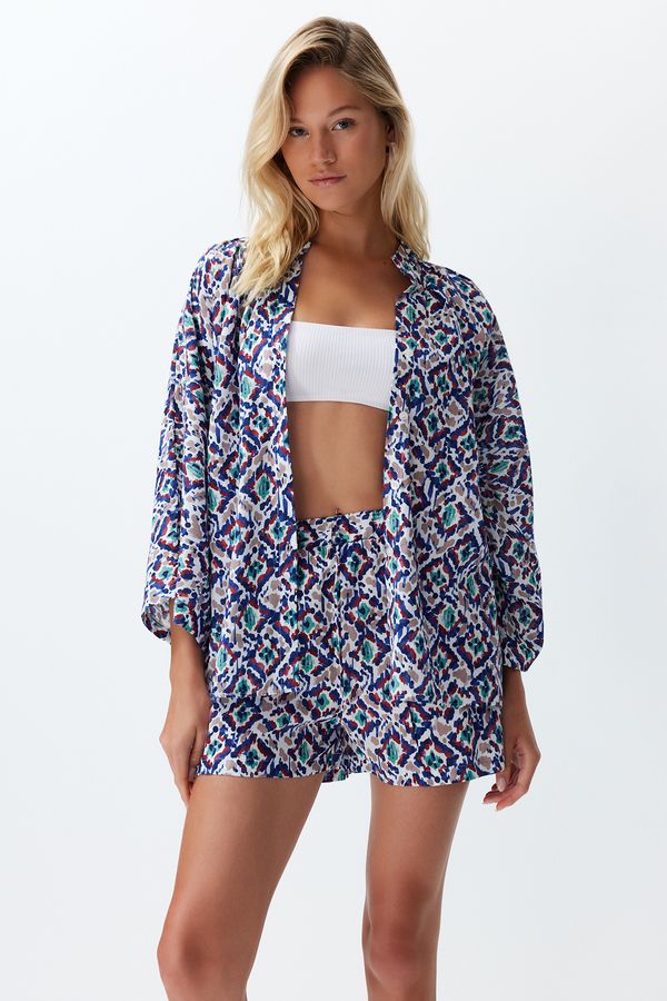 Trendyol Trendyol Abstract Patterned Woven Shirt Shorts Set