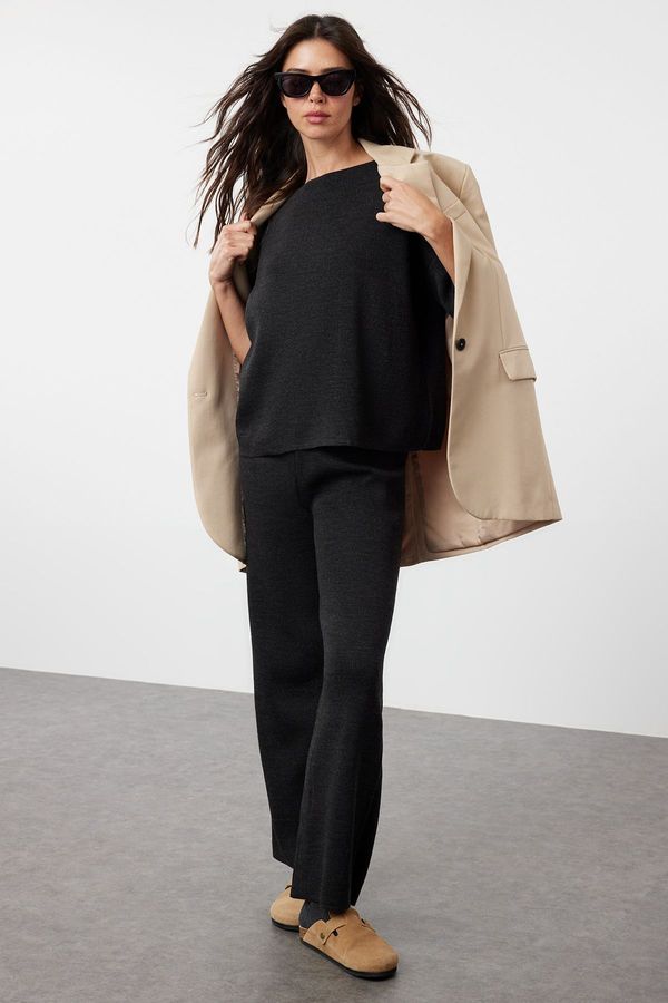 Trendyol Trendyol Anthracite Basic Three Quarter Sleeve Knitwear Top-Top Set