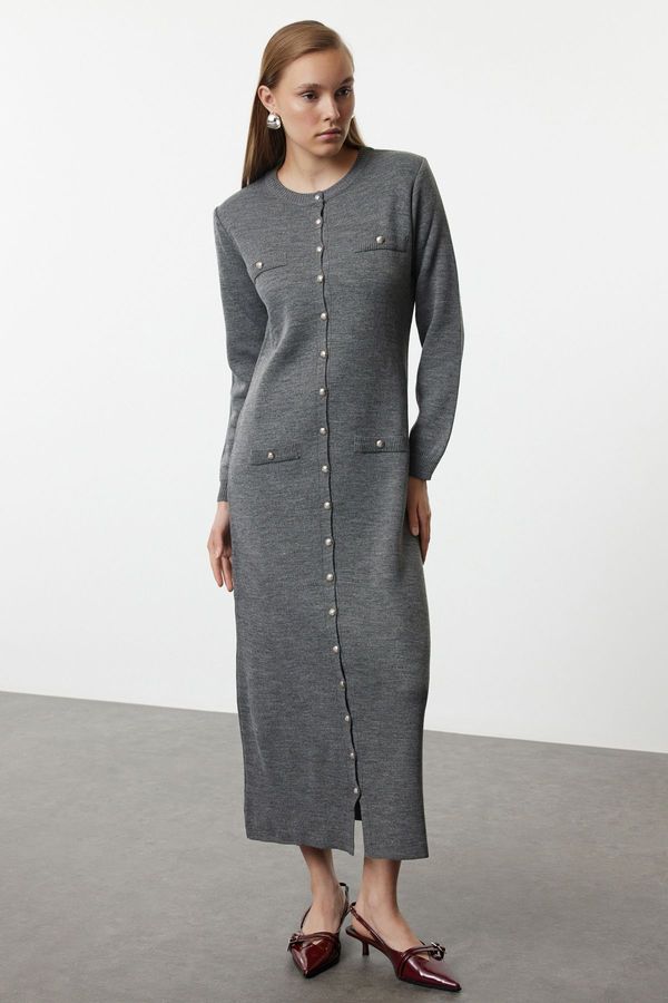 Trendyol Trendyol Anthracite Knitwear Buttoned Dress
