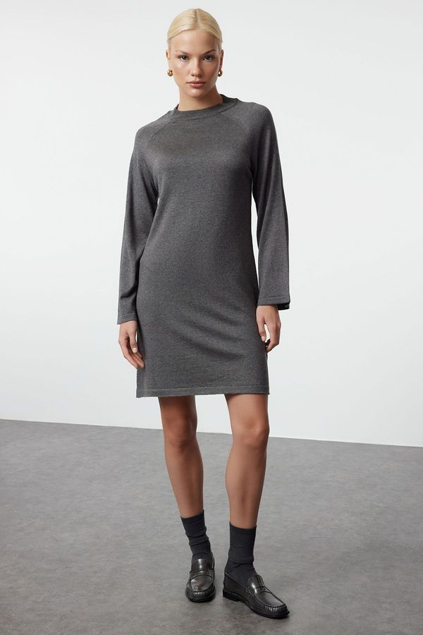 Trendyol Trendyol Anthracite Mini Knit Basic Cotton Dress