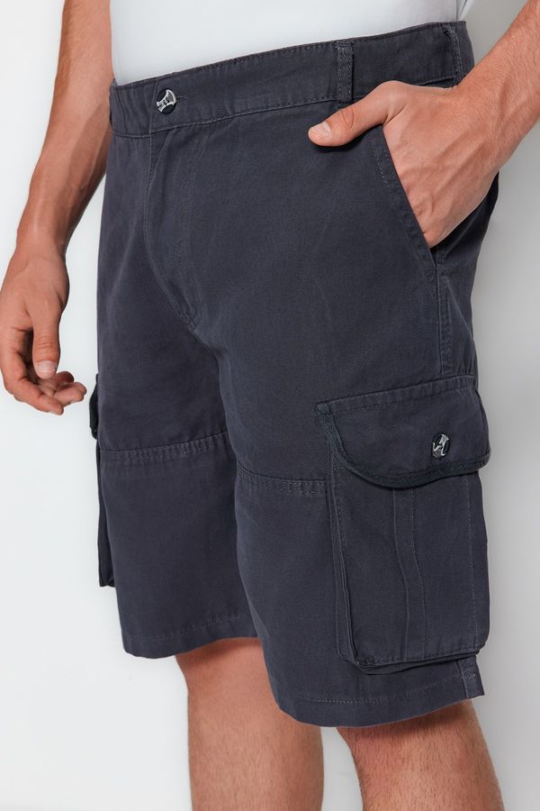 Trendyol Trendyol Anthracite Regular Fit Cargo Pocket Shorts