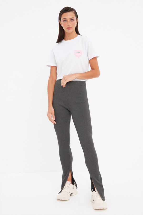 Trendyol Trendyol Anthracite Slit Detailed Knitted Leggings
