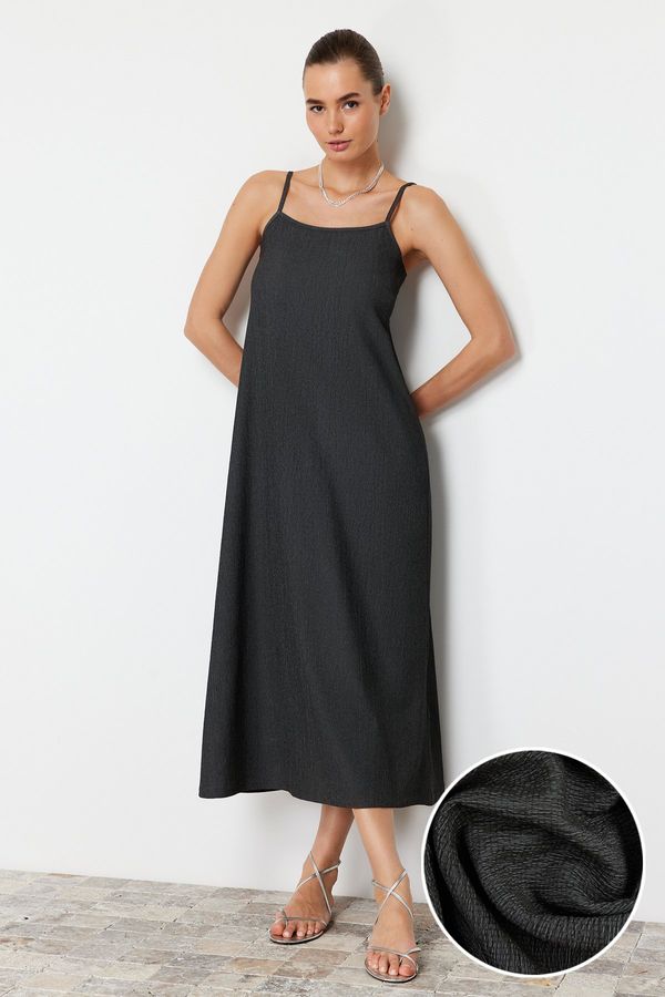 Trendyol Trendyol Anthracite Strap Shift/Straight Maxi Knitted Midi Dress