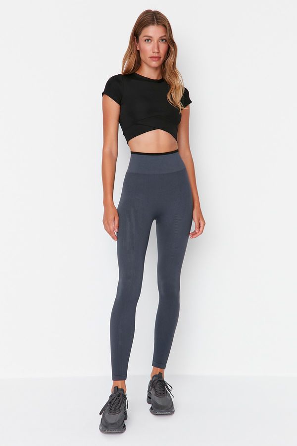 Trendyol Trendyol антрацит безшевни/безшевни контраст цвят детайл пълна дължина спортни чорапогащи