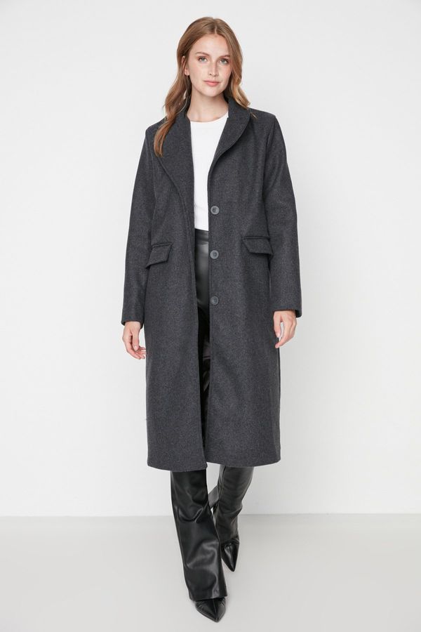 Trendyol Trendyol антрацит бутон затвори печат палто