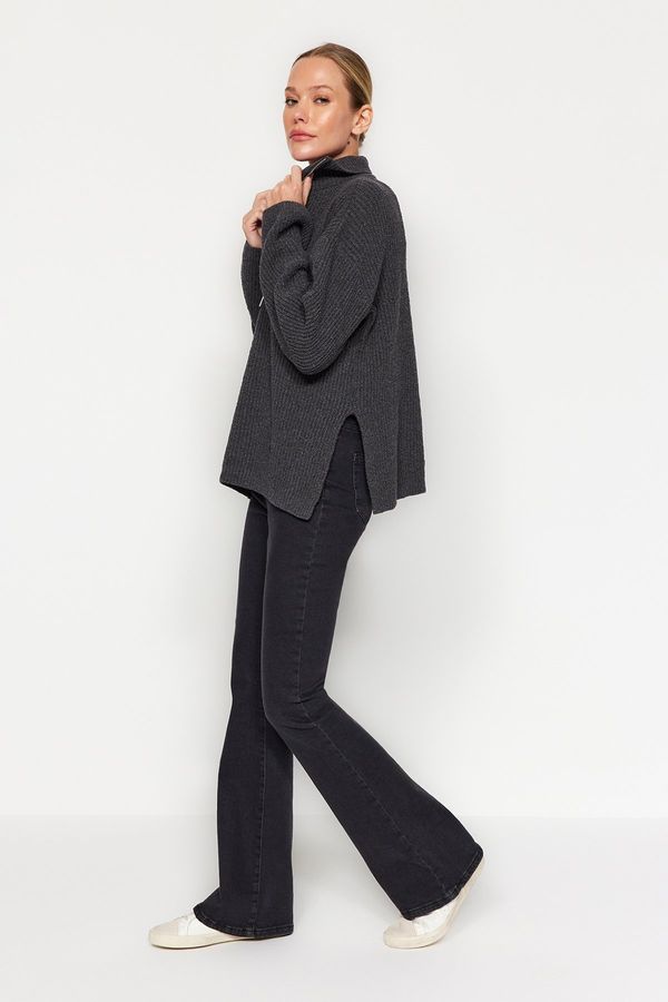 Trendyol Trendyol антрацит по-устойчиви извънгабаритни трикотаж пуловер
