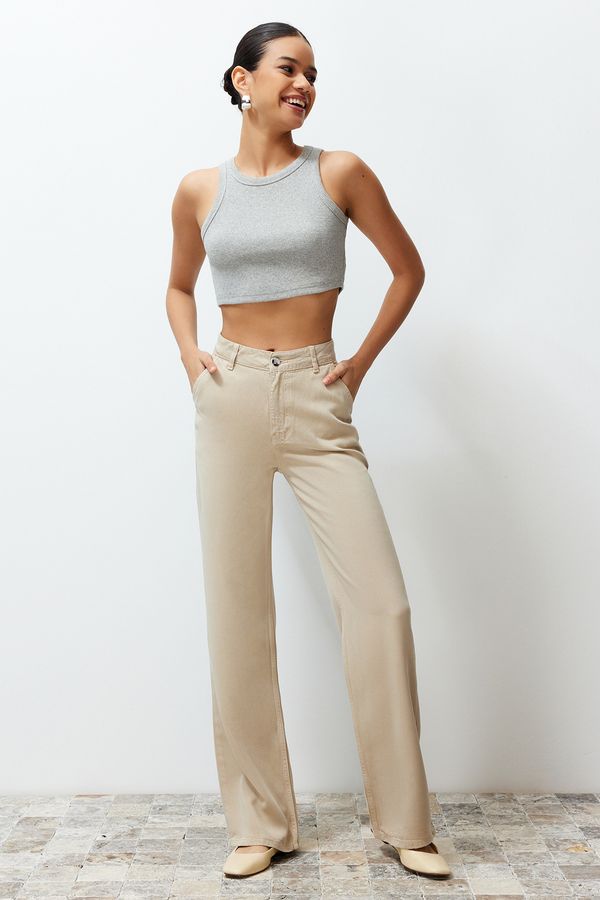 Trendyol Trendyol Beige 100% Tencel™ Low Waist Wide Leg Jeans