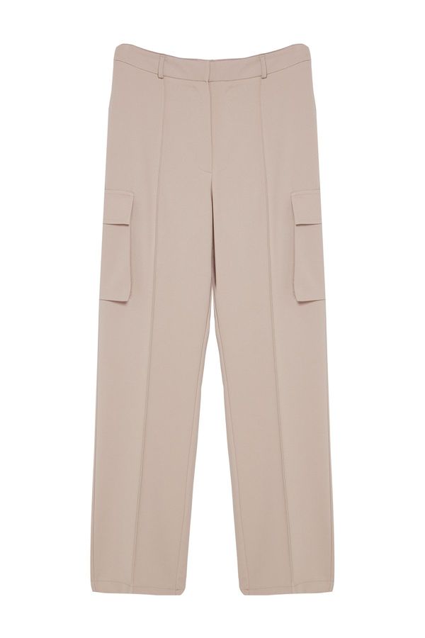 Trendyol Trendyol Beige Cargo Straight Cut Woven Double Pocket Woven Trousers