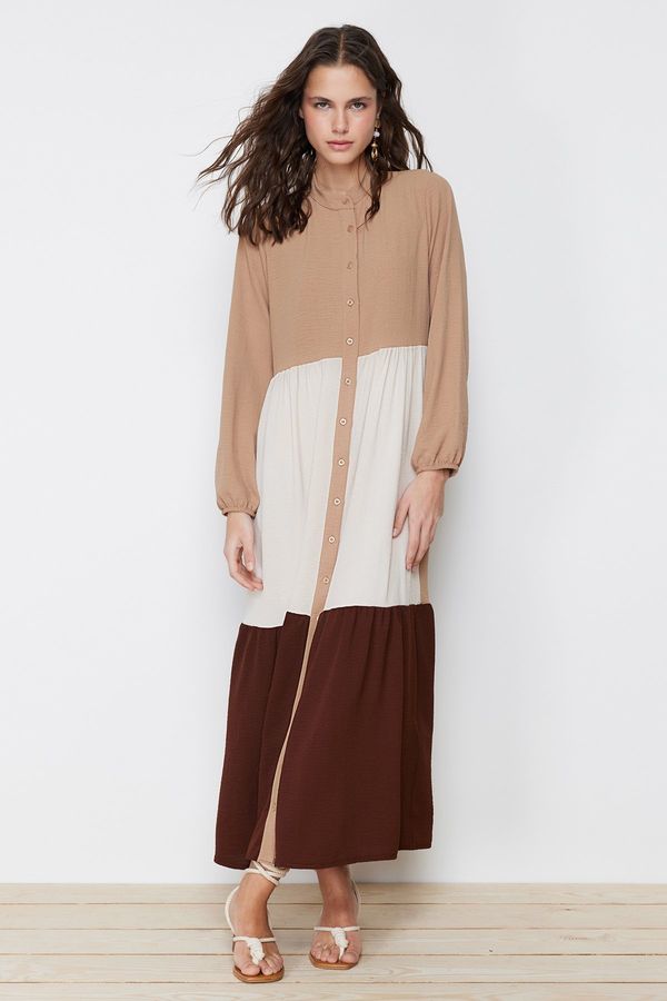 Trendyol Trendyol Beige Color Block Woven Dress