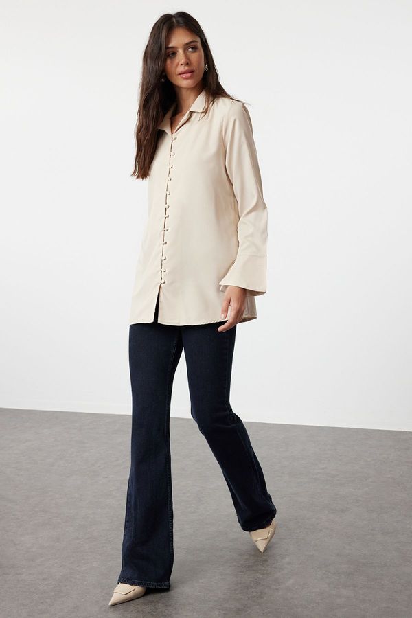 Trendyol Trendyol Beige Cuff Detailed Woven Shirt