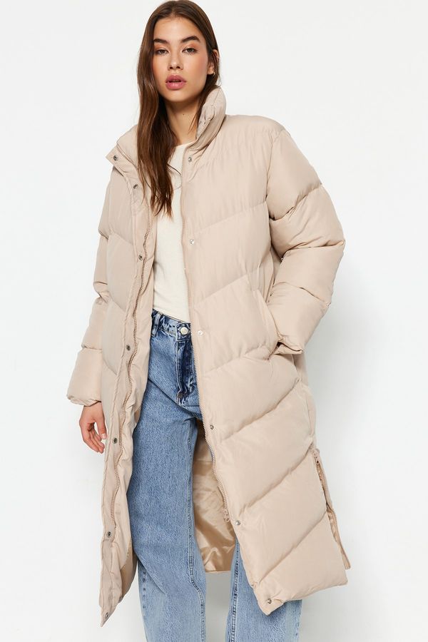 Trendyol Trendyol бежов водоотблъскващ дълго надуваемо палто