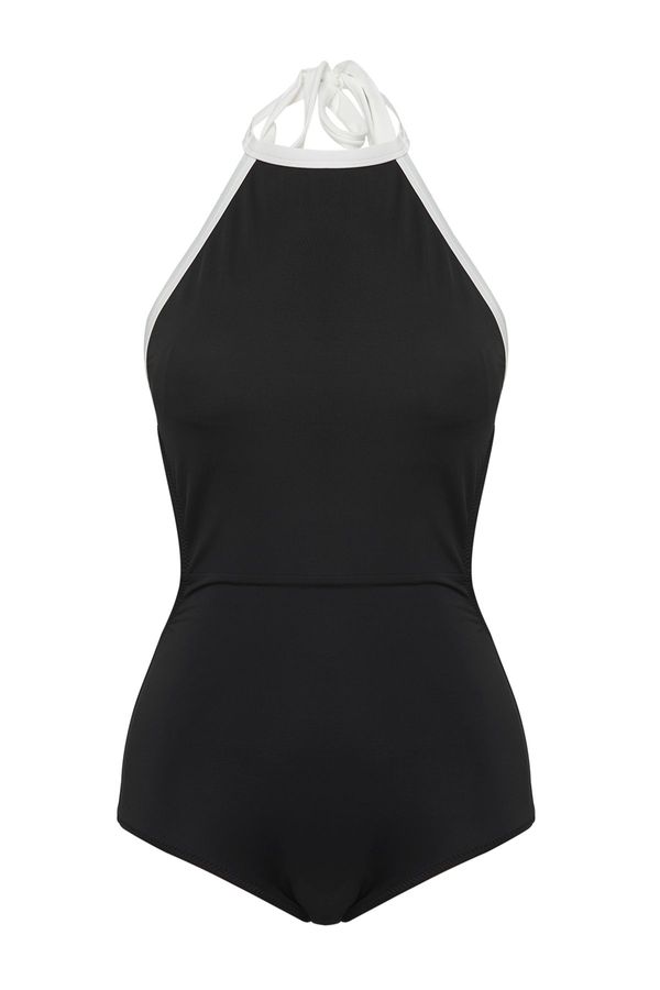 Trendyol Trendyol Black Barbell Neck Piping Swimsuit