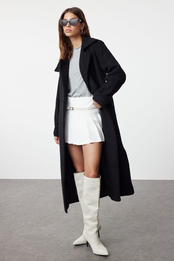Trendyol Trendyol Black Collar Detailed Oversize Woolen Coat