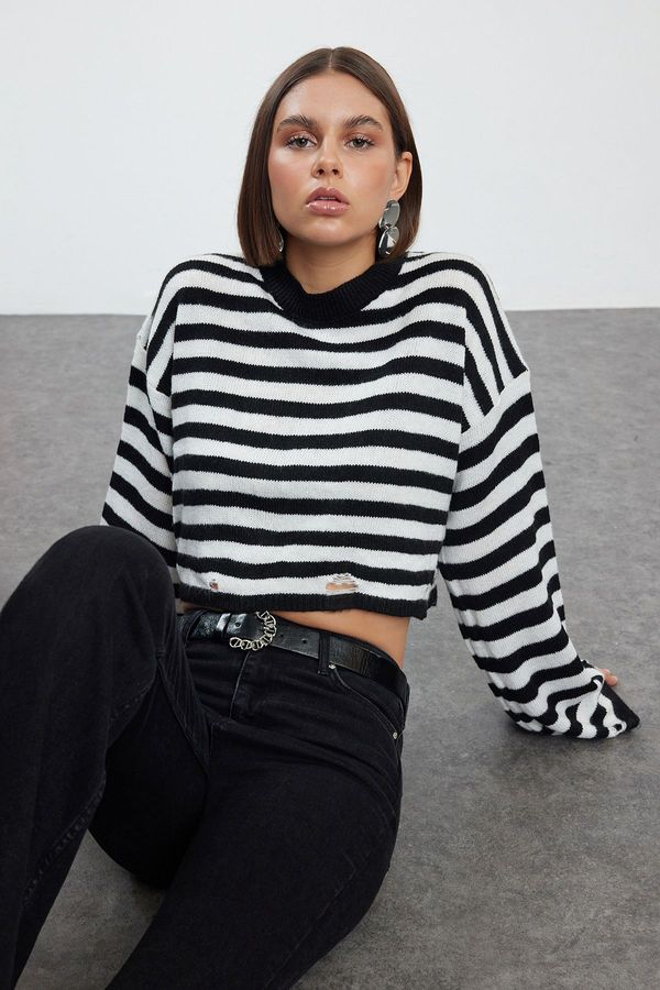 Trendyol Trendyol Black Crew Neck Crop Knit Sweater