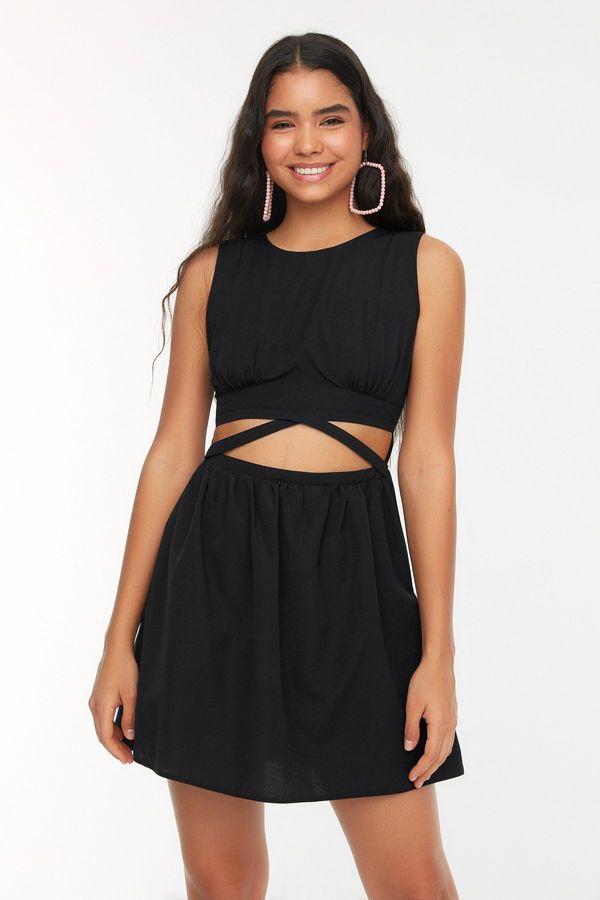 Trendyol Trendyol Black Cut Out Detailed Super Mini Woven Dress