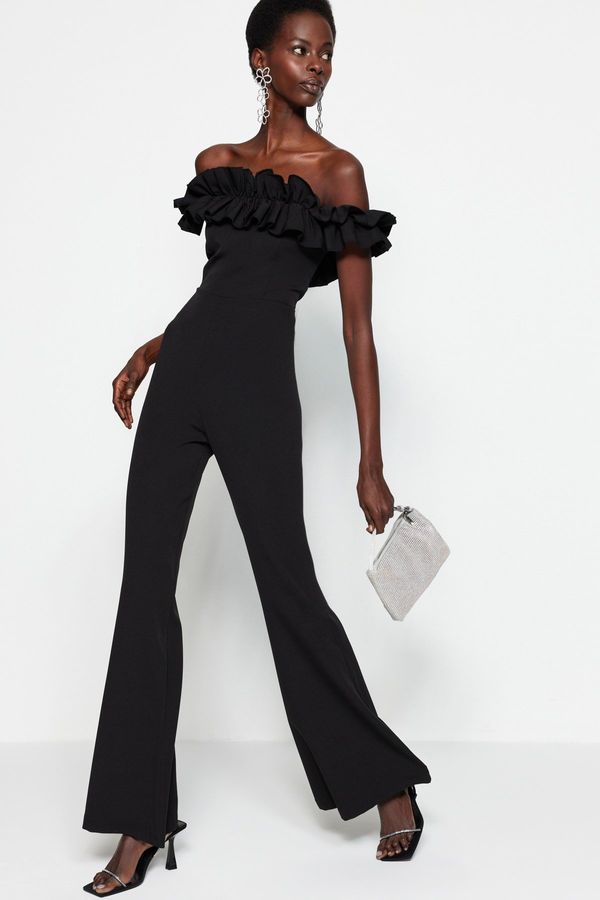 Trendyol Trendyol Black Frilly Woven Jumpsuit