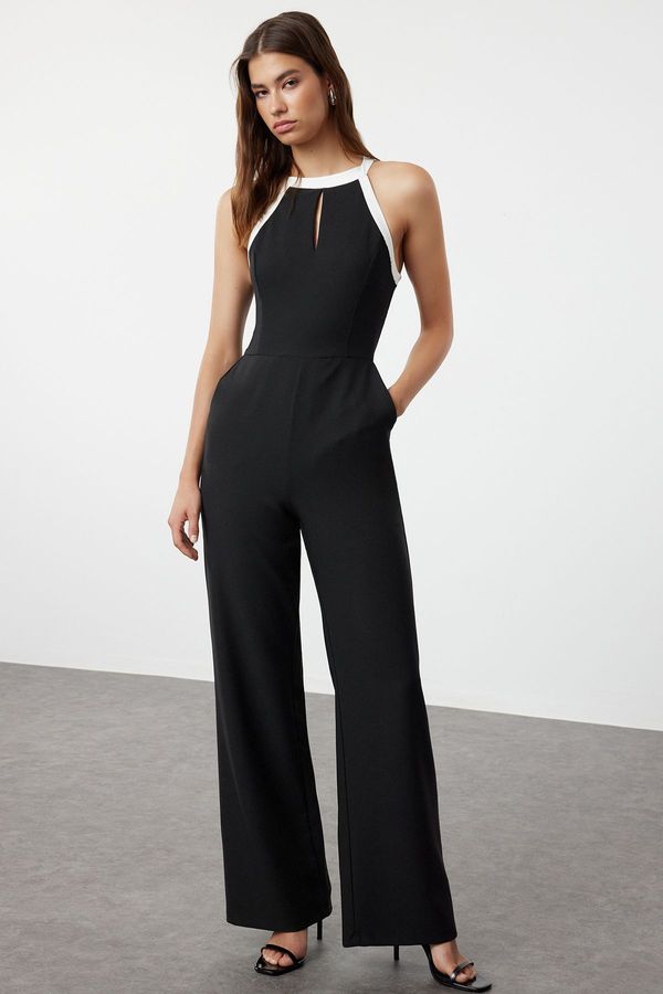 Trendyol Trendyol Black Halter Collar Detailed Maxi Woven Jumpsuit