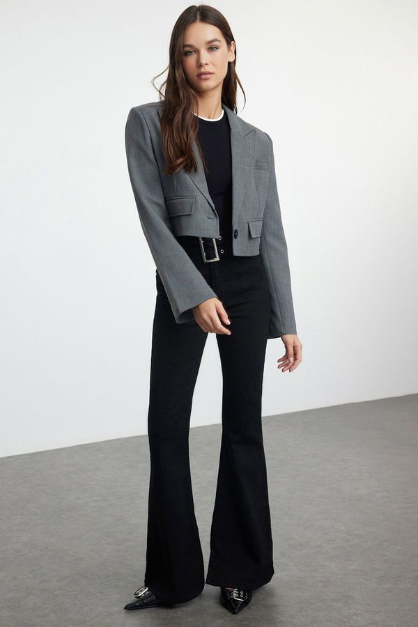 Trendyol Trendyol Black High Waist Belted Flare Jeans