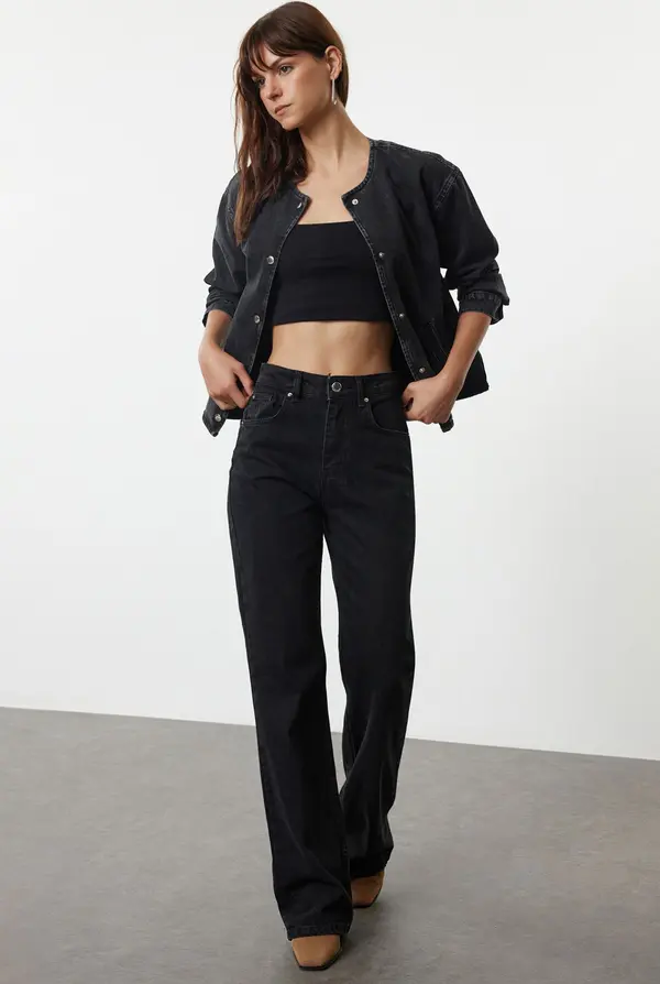 Trendyol Trendyol Black High Waist Wide Leg Jeans