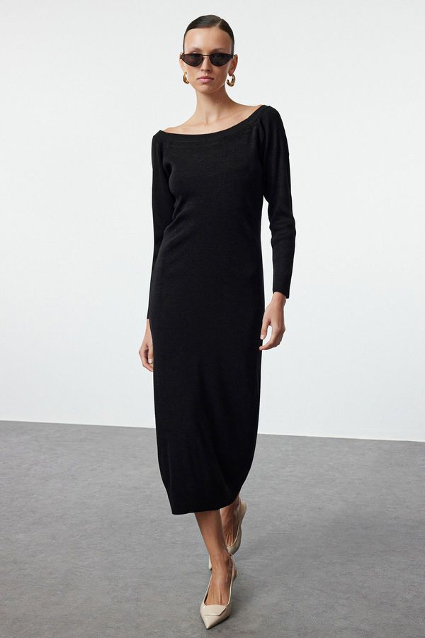 Trendyol Trendyol Black Maxi Knitwear Boat Neck Dress