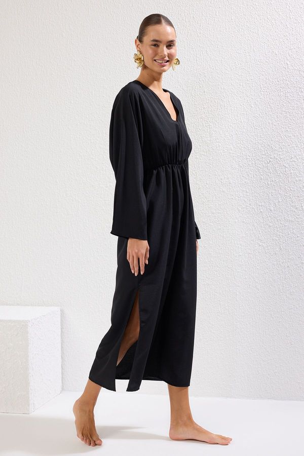 Trendyol Trendyol Black Maxi Woven Slit Beach Dress