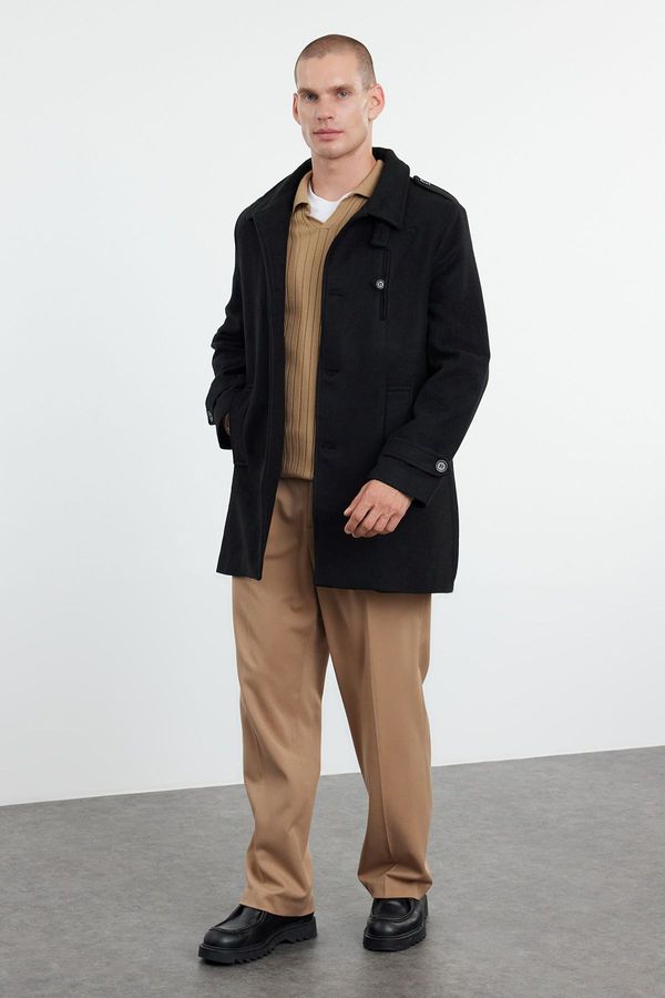 Trendyol Trendyol Black Men's Regular Fit Winter Wool Blend Winter Coat