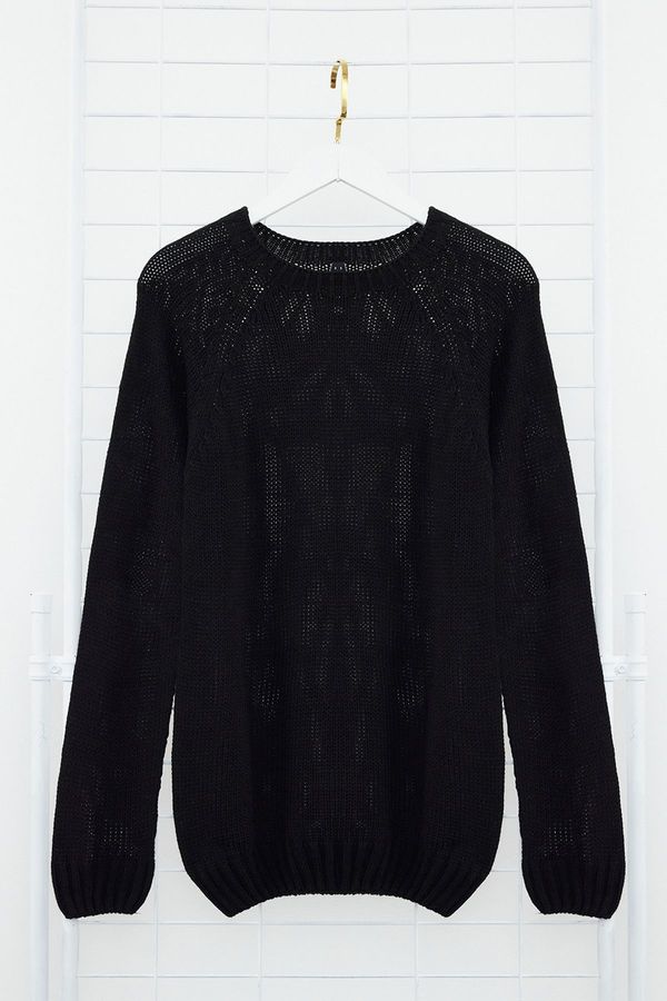Trendyol Trendyol Black Men's Slim Fit Crew Neck Raglan Sleeve Seamless Basic Knitwear Sweater