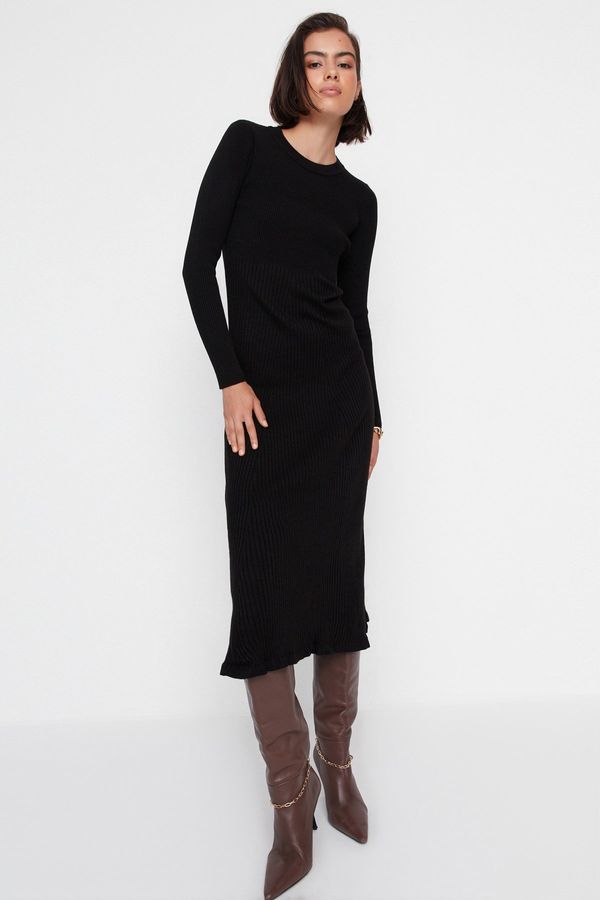 Trendyol Trendyol Black Midi Sweater With Crew Neck Dress