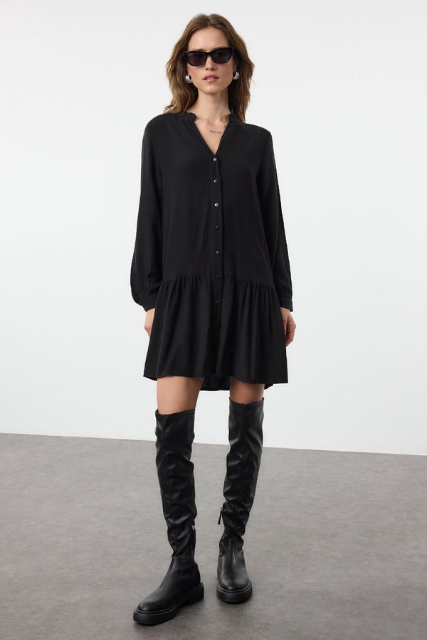 Trendyol Trendyol Black Mini Thick Viscose Woven Shirt Dress