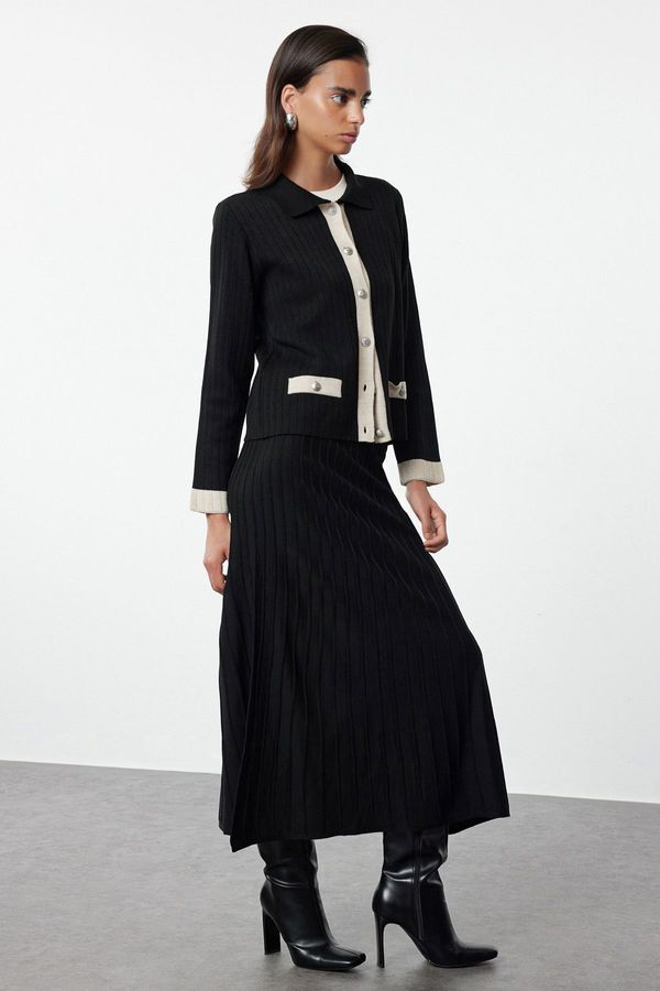 Trendyol Trendyol Black Pleated Knitwear Bottom-Top Set