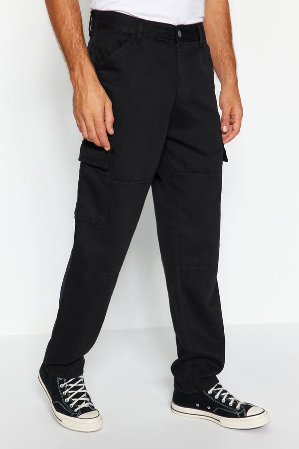 Trendyol Trendyol Black Pocketed Woven Regular Fit Cargo Trousers