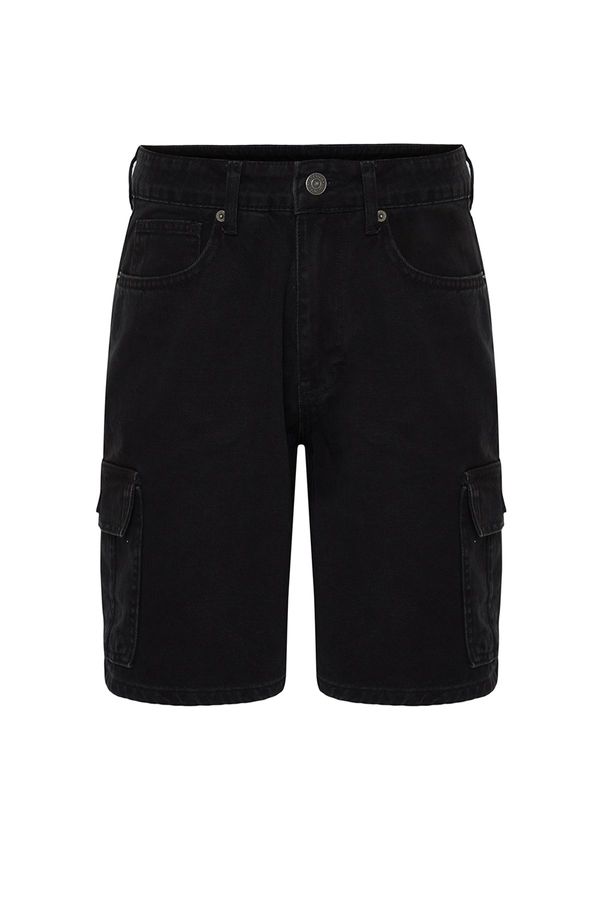 Trendyol Trendyol Black Regular Fit Cargo Pocket Denim Shorts