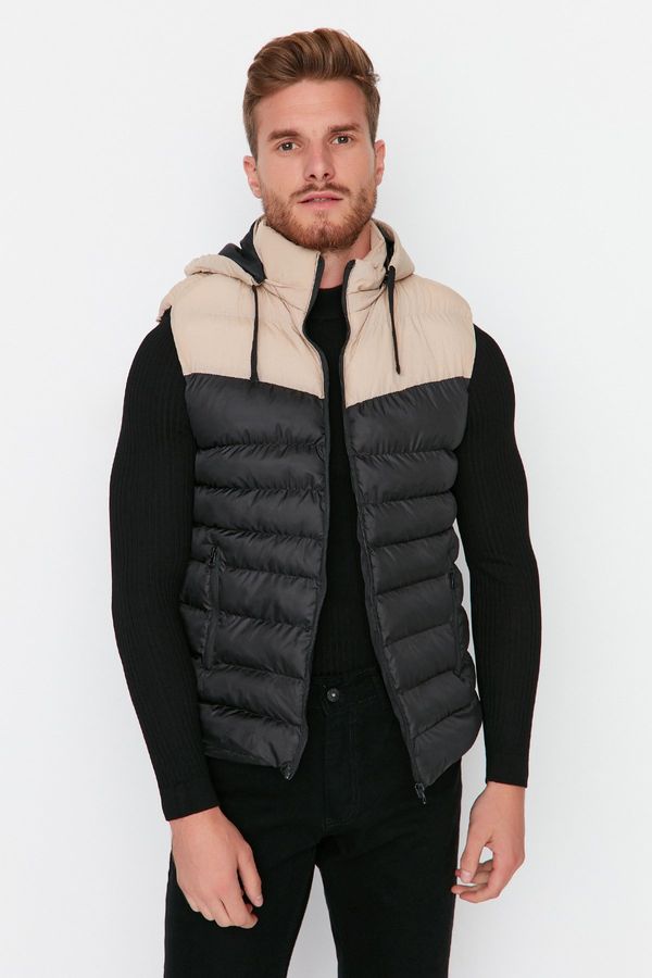 Trendyol Trendyol Black Regular Fit Color Block Winter Puffer Vest